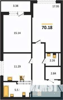 2-к квартира, вторичка, 70м2, 13/24 этаж