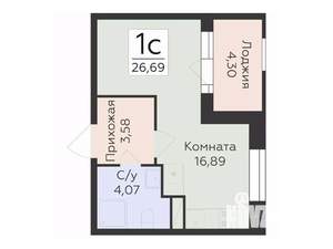 Студия квартира, строящийся дом, 27м2, 8/10 этаж