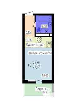 Студия квартира, вторичка, 27м2, 15/16 этаж