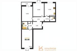 3-к квартира, вторичка, 86м2, 16/17 этаж