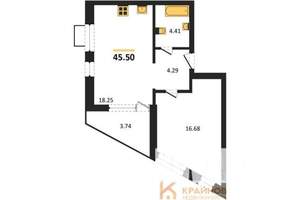 1-к квартира, вторичка, 46м2, 3/21 этаж