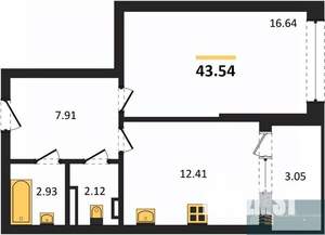 1-к квартира, вторичка, 44м2, 5/24 этаж