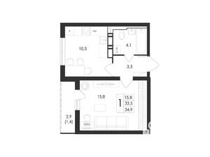 1-к квартира, вторичка, 35м2, 1/17 этаж