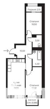 2-к квартира, строящийся дом, 63м2, 3/14 этаж