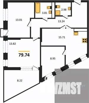 3-к квартира, вторичка, 76м2, 4/21 этаж