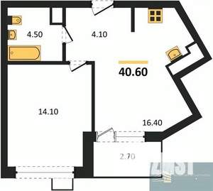 1-к квартира, вторичка, 41м2, 12/13 этаж