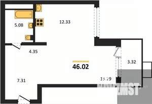 1-к квартира, вторичка, 46м2, 9/21 этаж