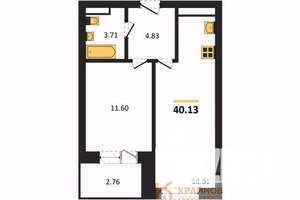 1-к квартира, вторичка, 40м2, 14/28 этаж