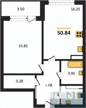 1-к квартира, вторичка, 51м2, 11/23 этаж