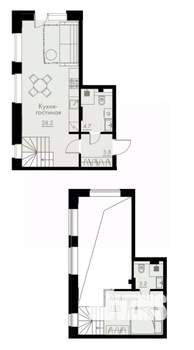 2-к квартира, вторичка, 50м2, 1/5 этаж