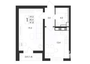 1-к квартира, вторичка, 42м2, 6/17 этаж
