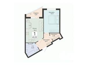 1-к квартира, строящийся дом, 45м2, 8/13 этаж