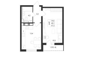 1-к квартира, вторичка, 42м2, 13/17 этаж