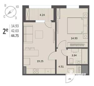 1-к квартира, вторичка, 45м2, 17/18 этаж