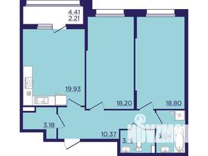 2-к квартира, вторичка, 81м2, 1/18 этаж