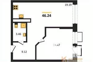 1-к квартира, вторичка, 46м2, 11/21 этаж