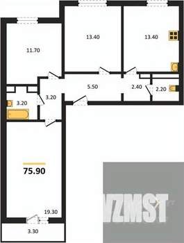 3-к квартира, вторичка, 76м2, 16/17 этаж