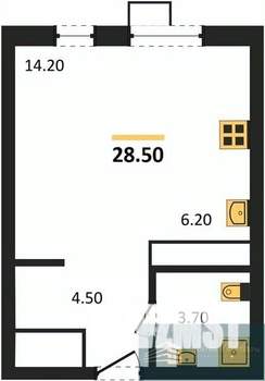Студия квартира, вторичка, 29м2, 12/13 этаж