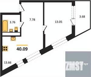 1-к квартира, вторичка, 40м2, 9/21 этаж
