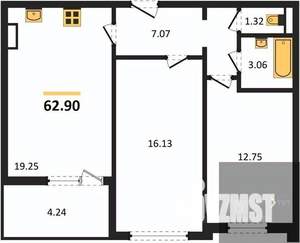 2-к квартира, вторичка, 63м2, 12/18 этаж