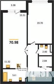 1-к квартира, вторичка, 71м2, 3/24 этаж