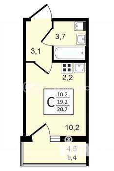 1-к квартира, строящийся дом, 21м2, 2/17 этаж