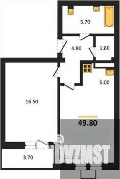 1-к квартира, вторичка, 50м2, 12/19 этаж