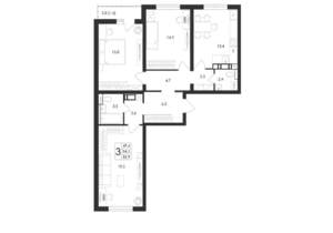 3-к квартира, вторичка, 86м2, 10/17 этаж