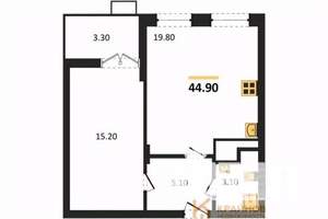 1-к квартира, вторичка, 45м2, 9/15 этаж