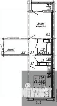 1-к квартира, вторичка, 47м2, 7/19 этаж
