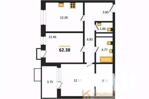 2-к квартира, вторичка, 62м2, 15/21 этаж