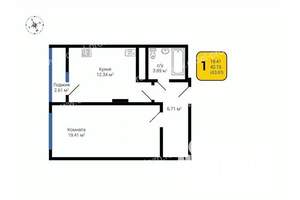 1-к квартира, строящийся дом, 43м2, 2/17 этаж