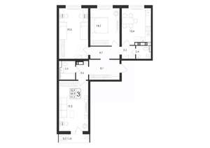3-к квартира, вторичка, 92м2, 17/17 этаж