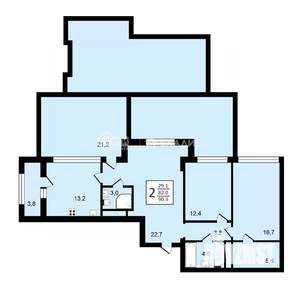 2-к квартира, вторичка, 90м2, 24/24 этаж
