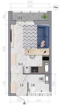 Студия квартира, вторичка, 21м2, 16/18 этаж