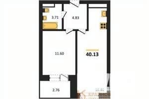 1-к квартира, вторичка, 40м2, 12/28 этаж
