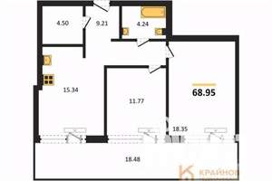 2-к квартира, вторичка, 69м2, 6/9 этаж