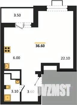 Студия квартира, вторичка, 37м2, 9/15 этаж