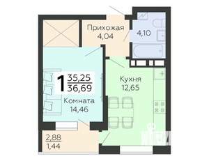 1-к квартира, вторичка, 37м2, 16/18 этаж