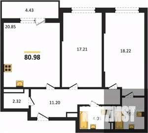 2-к квартира, вторичка, 82м2, 14/22 этаж