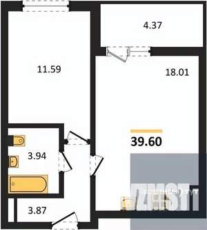 1-к квартира, вторичка, 40м2, 4/18 этаж