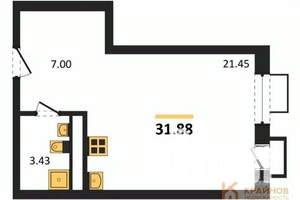 Студия квартира, вторичка, 32м2, 8/21 этаж