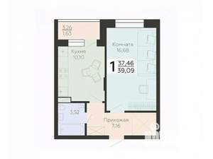 1-к квартира, вторичка, 39м2, 2/18 этаж