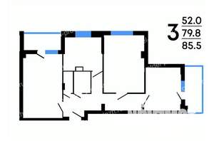 3-к квартира, строящийся дом, 86м2, 1/16 этаж