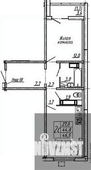 1-к квартира, вторичка, 47м2, 6/19 этаж