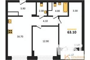 2-к квартира, вторичка, 63м2, 10/13 этаж