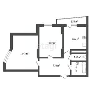 2-к квартира, вторичка, 52м2, 12/25 этаж