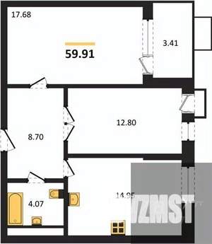 2-к квартира, вторичка, 60м2, 18/21 этаж