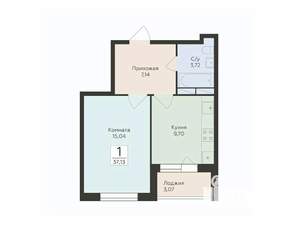 1-к квартира, вторичка, 37м2, 8/12 этаж