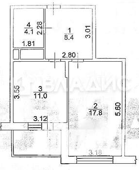 1-к квартира, вторичка, 41м2, 13/25 этаж